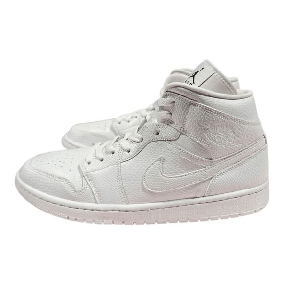 NIKE Air Jordan 1 Mid \'White Snakeskin\' Sneakers Size M10.5/W12 main image 5